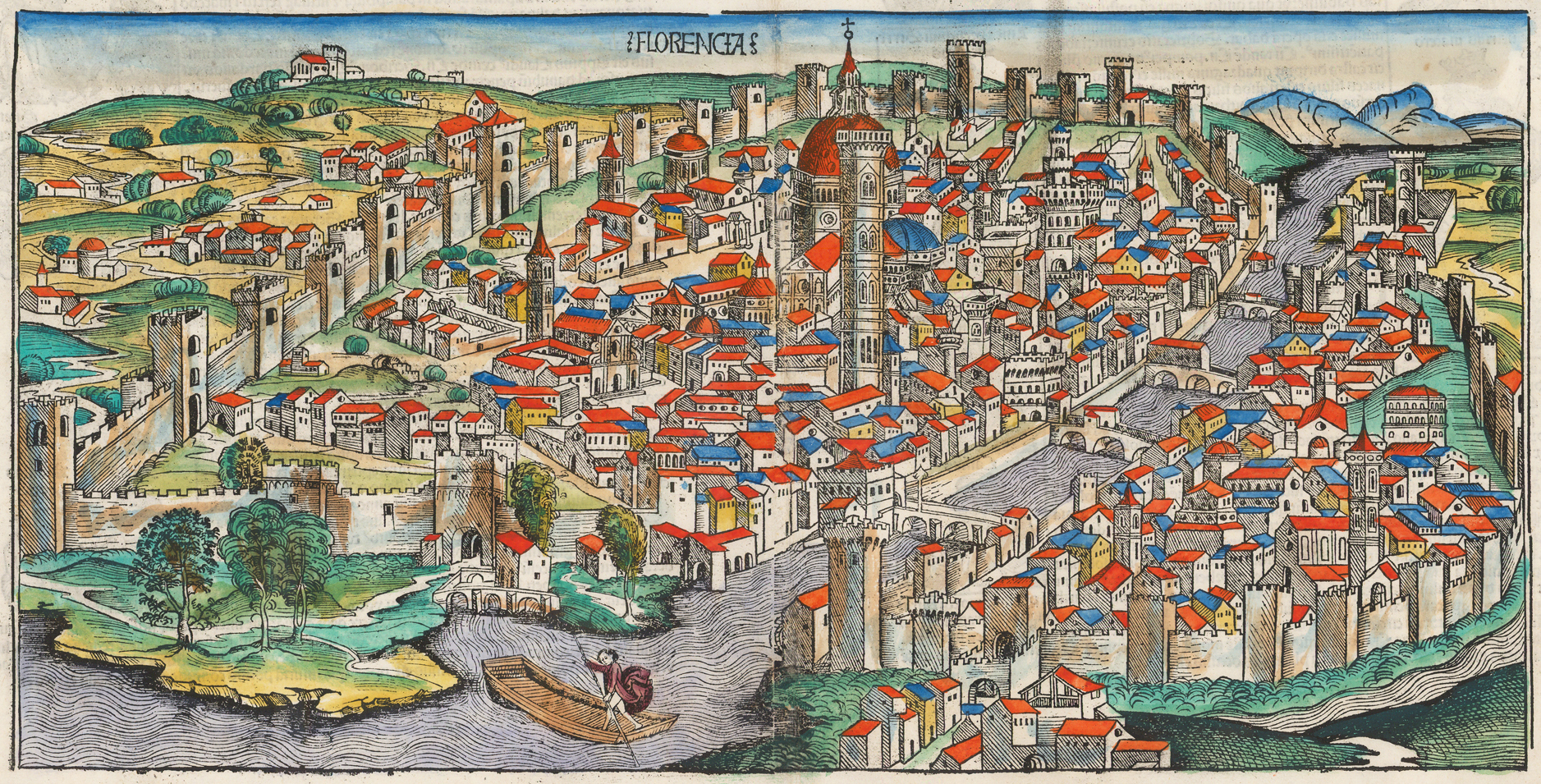 1493年『ニュルンベルク年代記』に描かれたフィレンツェの町並み