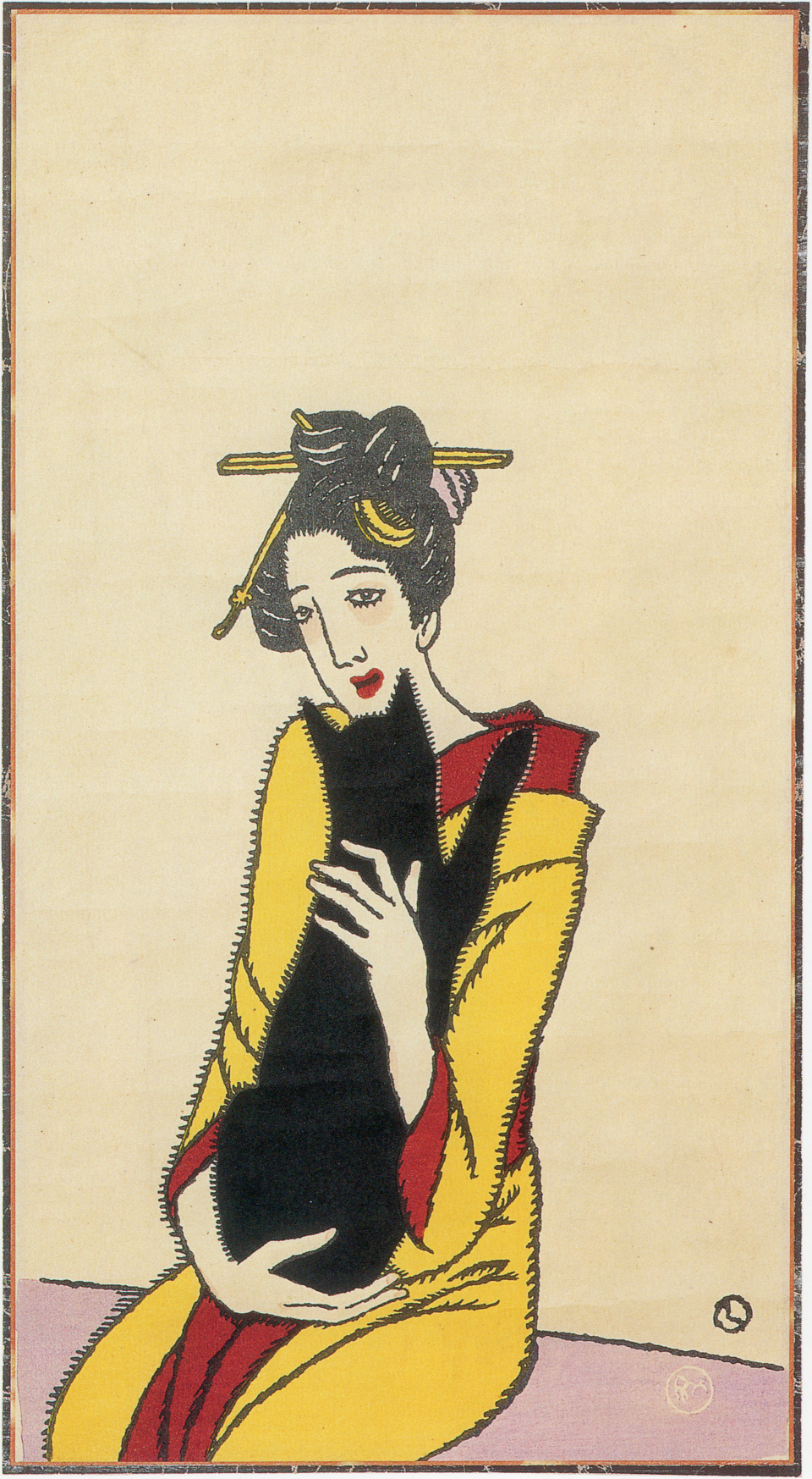 竹久夢二《黒猫を抱く女》1919年頃