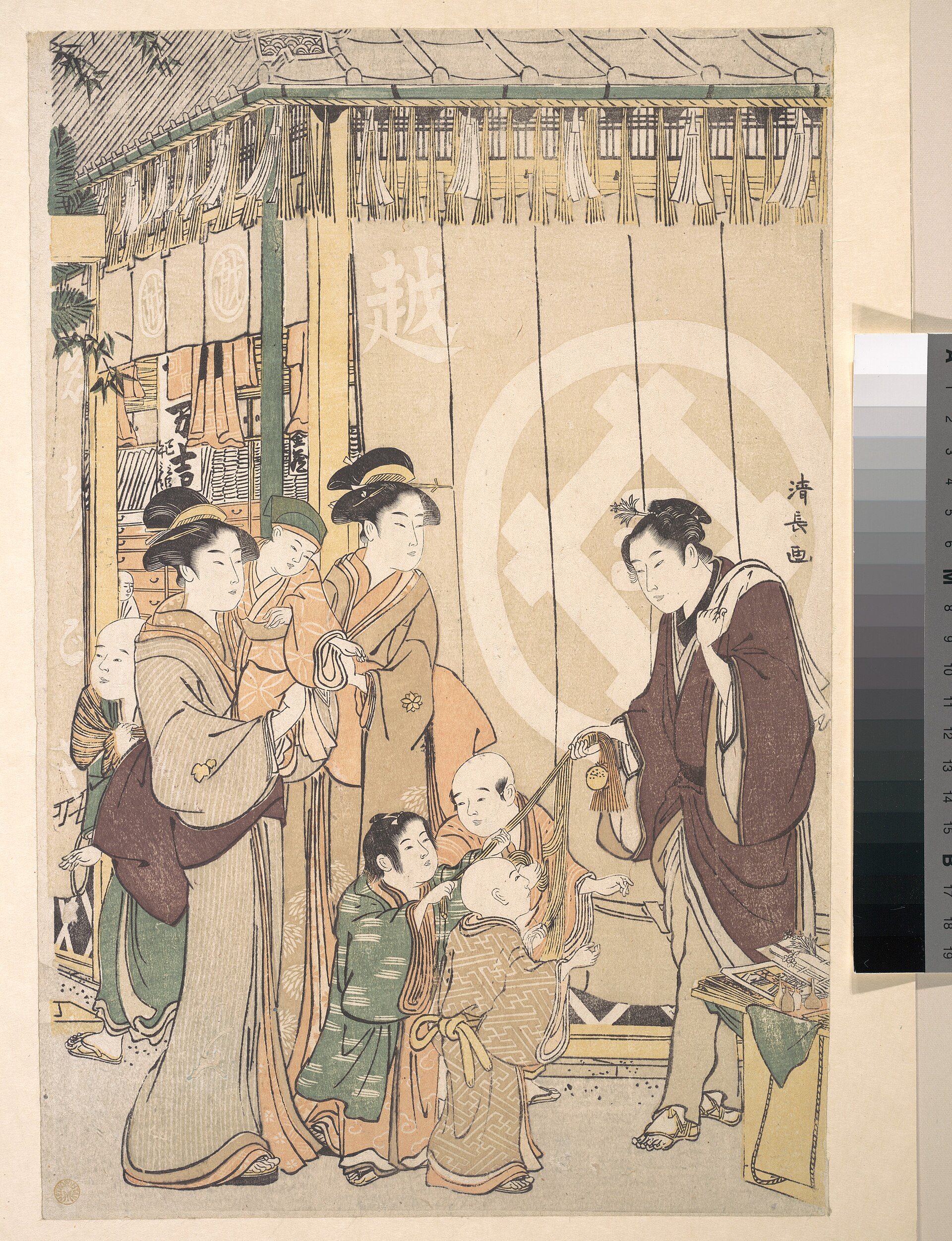 鳥居清長 越後屋呉服店の正月風景 江戸の店先と女性たちを描いた錦絵
